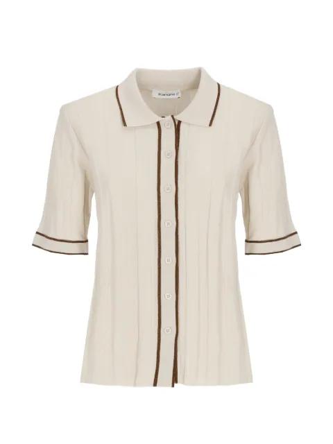 ribbed-knit contrast-trim polo shirt by KANGRA