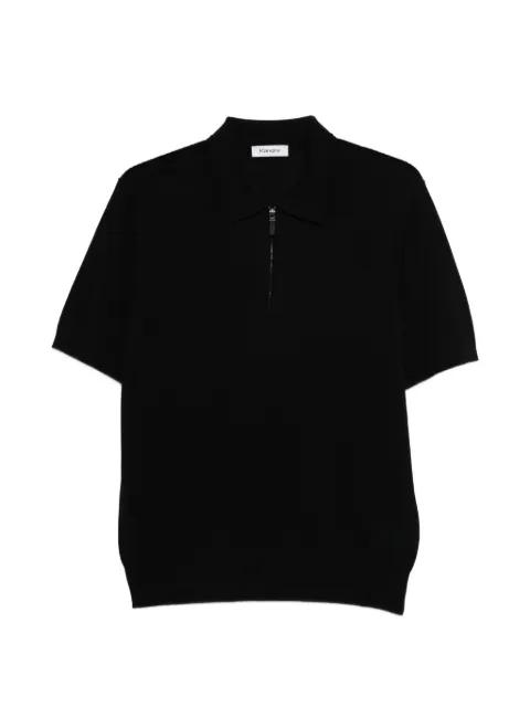 ribbed-knit zip-up polo shirt by KANGRA