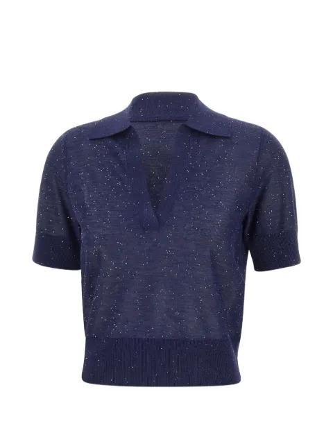 sequin V-neck T-shirt by KANGRA