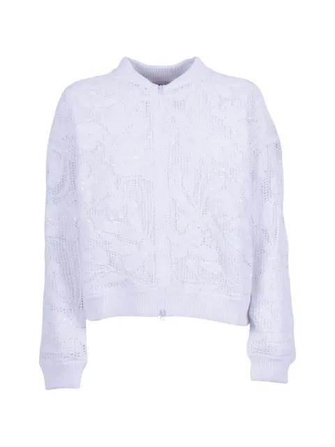 sequin-embellished crochet-knit jacket by KANGRA