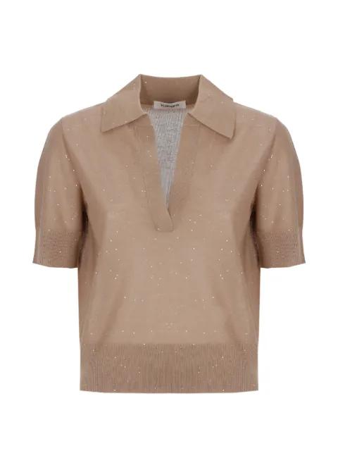 sequin-embellished polo-collar T-shirt by KANGRA