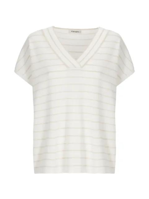 striped V-neck T-shirt by KANGRA
