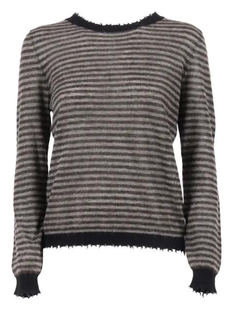 striped frayed-edge sweater by KANGRA