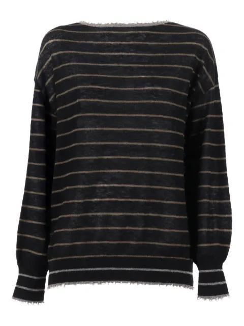 striped frayed-edge sweater by KANGRA