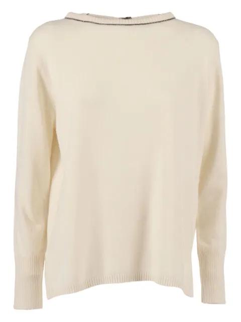 trim crew-neck sweater by KANGRA