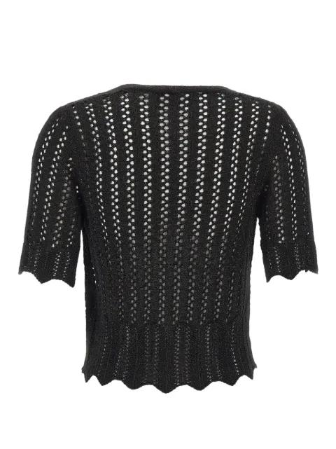 openwork-knit scalloped-edge cardigan by KAOS