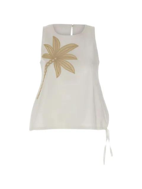 palm-embroidered drawstring top by KAOS