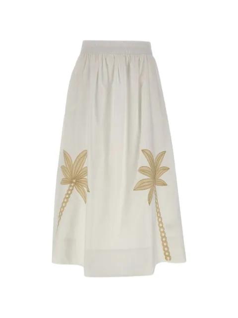 palm-tree embroidered flared skirt by KAOS