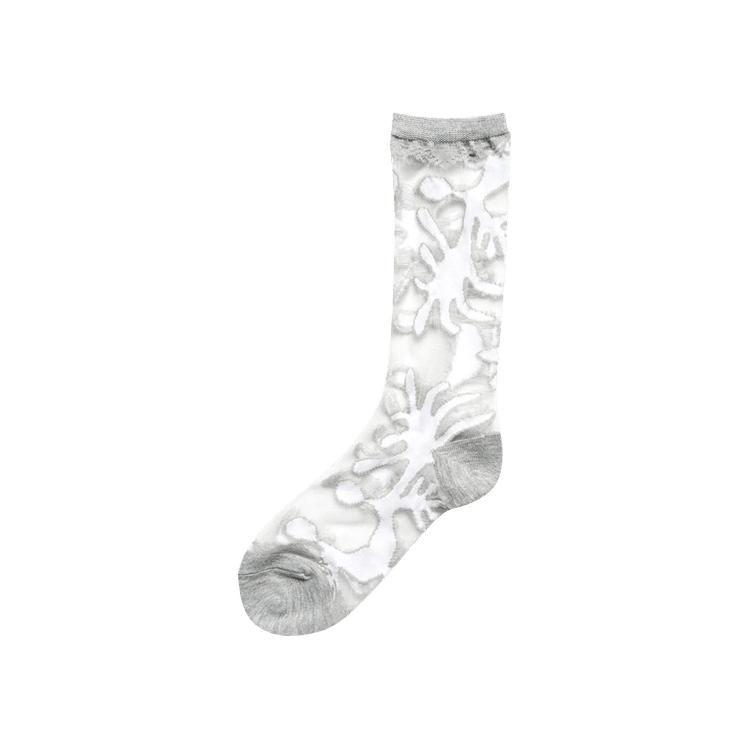 Kapital 168 Yarns Nasca Quilt See Through Socks 'White' by KAPITAL Kapital 168 Yarns Nasca Quilt See Through Socks 'White' by KAPITAL