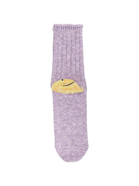 Rainbow Happy Heel ribbed-knit socks by KAPITAL