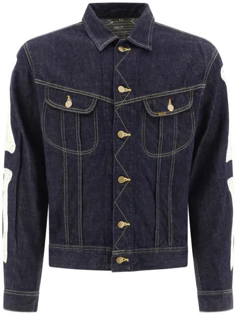 Skeleton crochet-detail denim jacket by KAPITAL