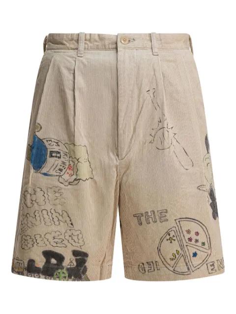 corduroy graphic shorts by KAPITAL