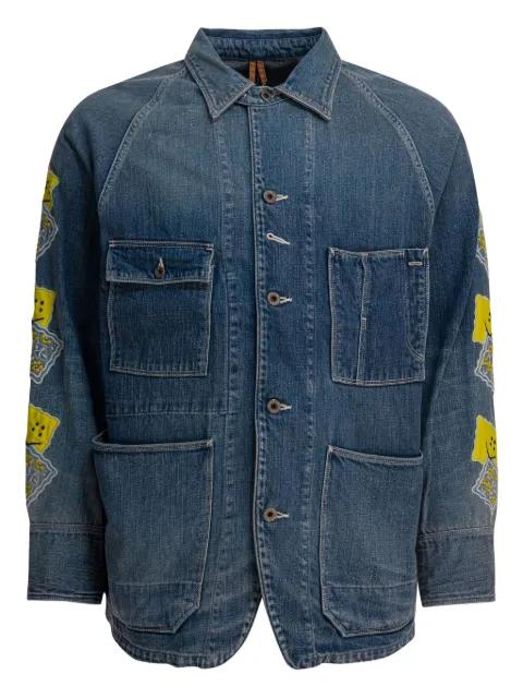 embroidered patch-pocket denim jacket by KAPITAL