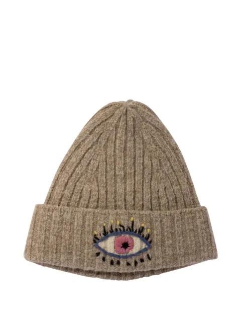 eye-embroidered beanie hat by KAPITAL