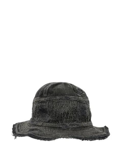 frayed-details bucket hat by KAPITAL