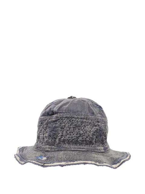 frayed-details bucket hat by KAPITAL