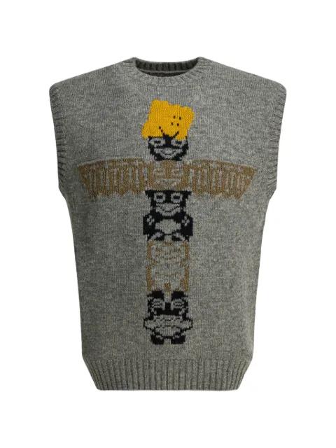 graphic knit sweater by KAPITAL
