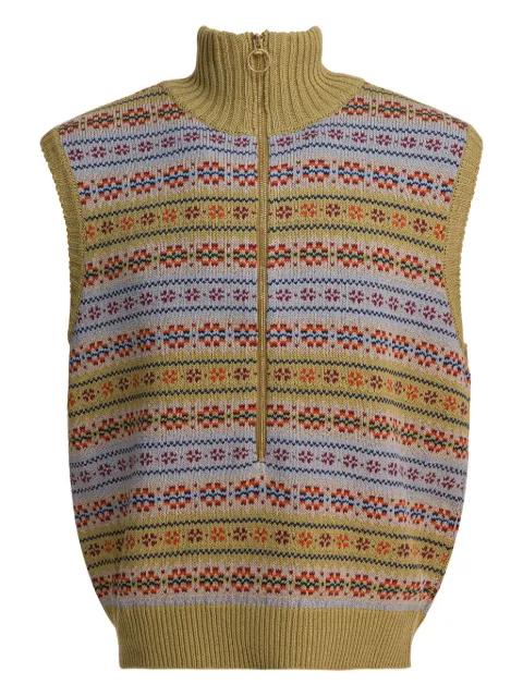 high-neck patterned gilet by KAPITAL
