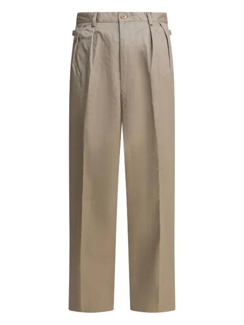 pleated cotton straight-leg trousers by KAPITAL