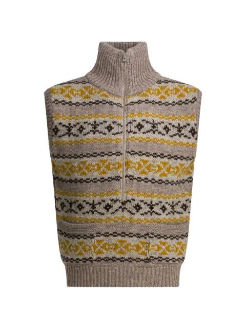quarter-zip sleeveless sweater vest by KAPITAL