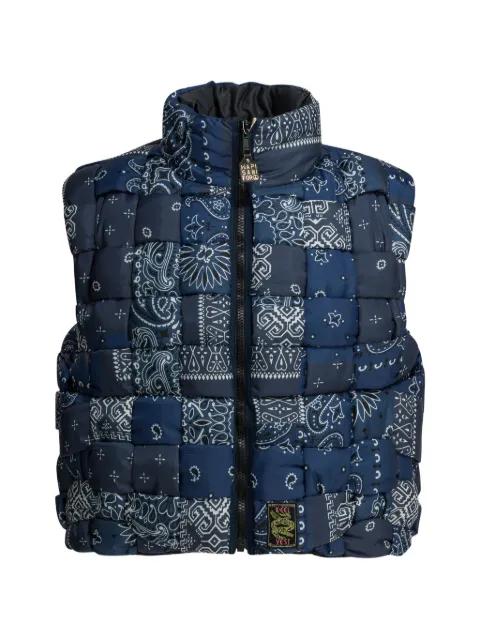 quilted patchwork gilet by KAPITAL