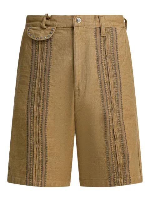 studded panel shorts by KAPITAL