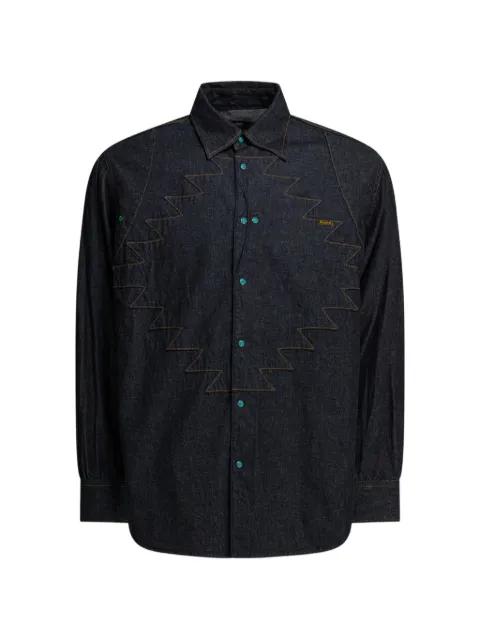 zigzag embroidery shirt by KAPITAL