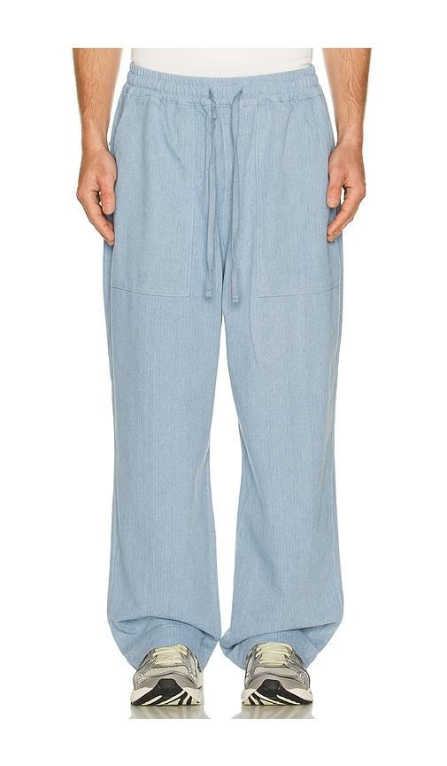 KAPPY DESIGN Fatigue Stripe Denim Pants in Blue by KAPPY DESIGN