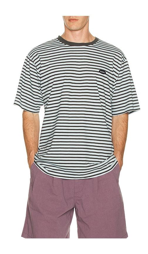 KAPPY DESIGN Indigo Stripe Half Tee in Baby Blue by KAPPY DESIGN
