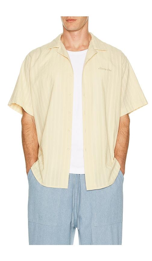 KAPPY DESIGN Jacquard Open Collar Shirt in Beige by KAPPY DESIGN