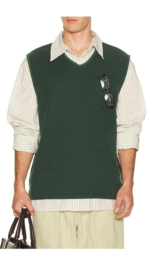 KAPPY DESIGN Woven Cotton Vest in Green by KAPPY DESIGN