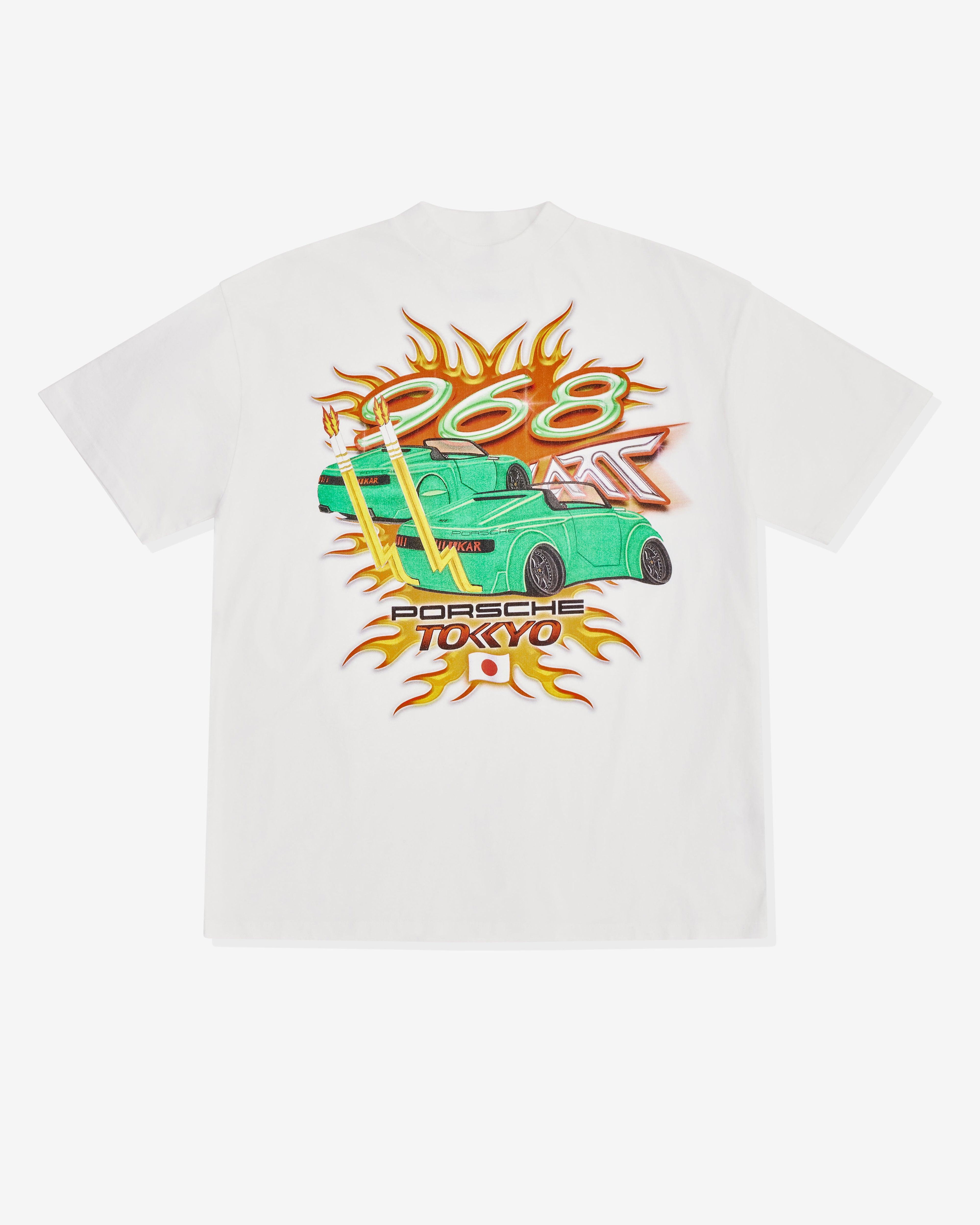 Kar L'Art De L'Automobile - Men's Porsche Flame T-Shirt - (White) by KAR L'ART DE L'AUTOMOBILE