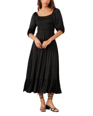 Blouson Sleeve Smocked Midi Dress by KAREN KANE