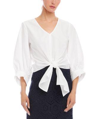 Blouson Sleeve Tie Front Top by KAREN KANE