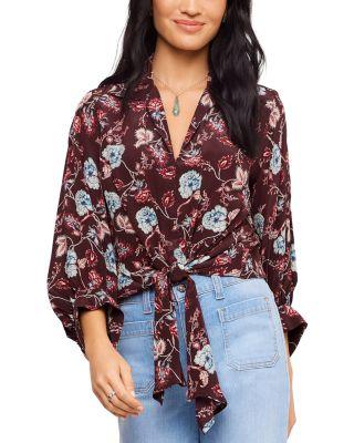 Blouson Sleeve Tie Front Top by KAREN KANE