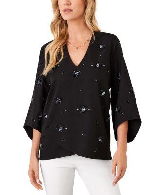 Bracelet Sleeve Embellished Asymmetric Top by KAREN KANE
