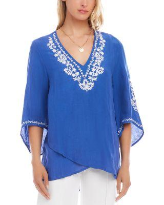 Bracelet Sleeve Embroidered Asymmetric Top by KAREN KANE