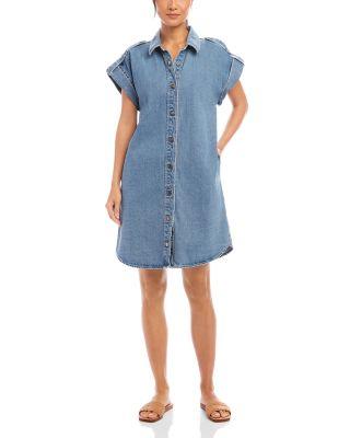 Cap Sleeve Denim Shirtdress by KAREN KANE