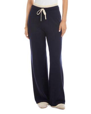 Contrast Drawstring Wide Leg Sweater Pants by KAREN KANE