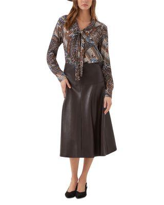 Faux Leather Midi Skirt by KAREN KANE