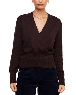 Faux Wrap Bishop Sleeve Sweater by KAREN KANE