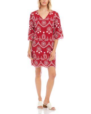 Flare Sleeve Embroidered Dress by KAREN KANE
