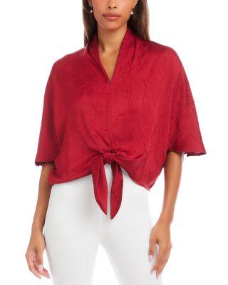 Flare Sleeve Tie Front Top by KAREN KANE