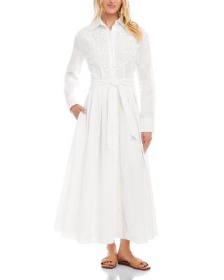 Lace Appliqu&eacute; Midi Shirt Dress by KAREN KANE