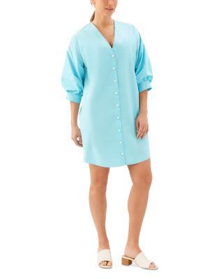 Lantern Sleeve Button Dress by KAREN KANE