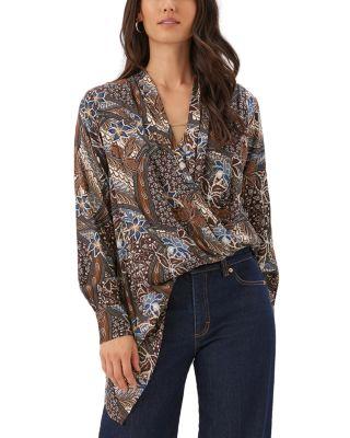 Layered Hem Faux Wrap Top by KAREN KANE