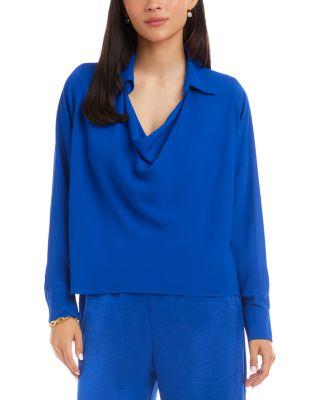 Long Sleeved Collared Cowl Neck Top by KAREN KANE