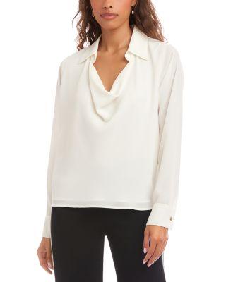 Long Sleeved Collared Cowl Neck Top by KAREN KANE