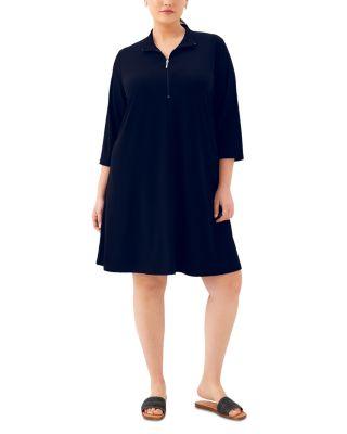 Plus 3/4 Sleeve Zip Up Travel Dress by KAREN KANE