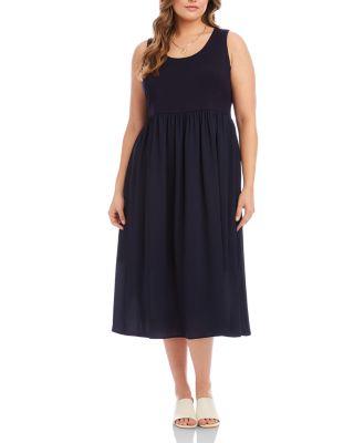 Plus Size Sleeveless Contrast Midi Dress by KAREN KANE